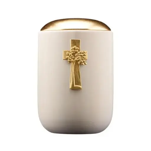 [5470.16L] Urne Luce Linde Deckel gold mit Lebensbaum gold, Holz, 30x19,5 (4L)