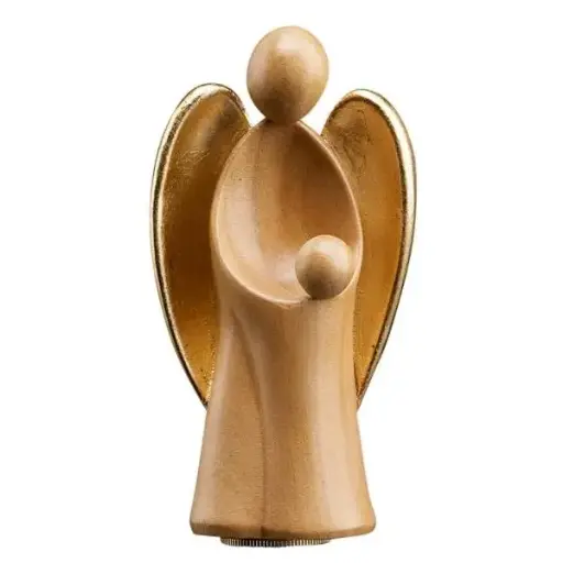 [U145001K] Urne Schutzengel Amore Bub Kirsche, Satiniert+Gold, 15 cm (10ml)