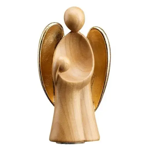 [U145002K] Urne Schutzengel Amore Mädchen Kirsche, Satiniert+Gold, 15 cm (10ml)