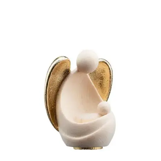 [U145003Z] Urne Schutzengel Amore sitzend Zirbel, Natur+Gold, 11 cm (10ml)