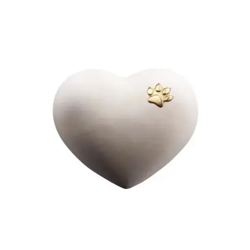 [1491.15L] Urne Cuore Linde mit Pfote Katze gold, Holz, 24x28x13,5 (2L)